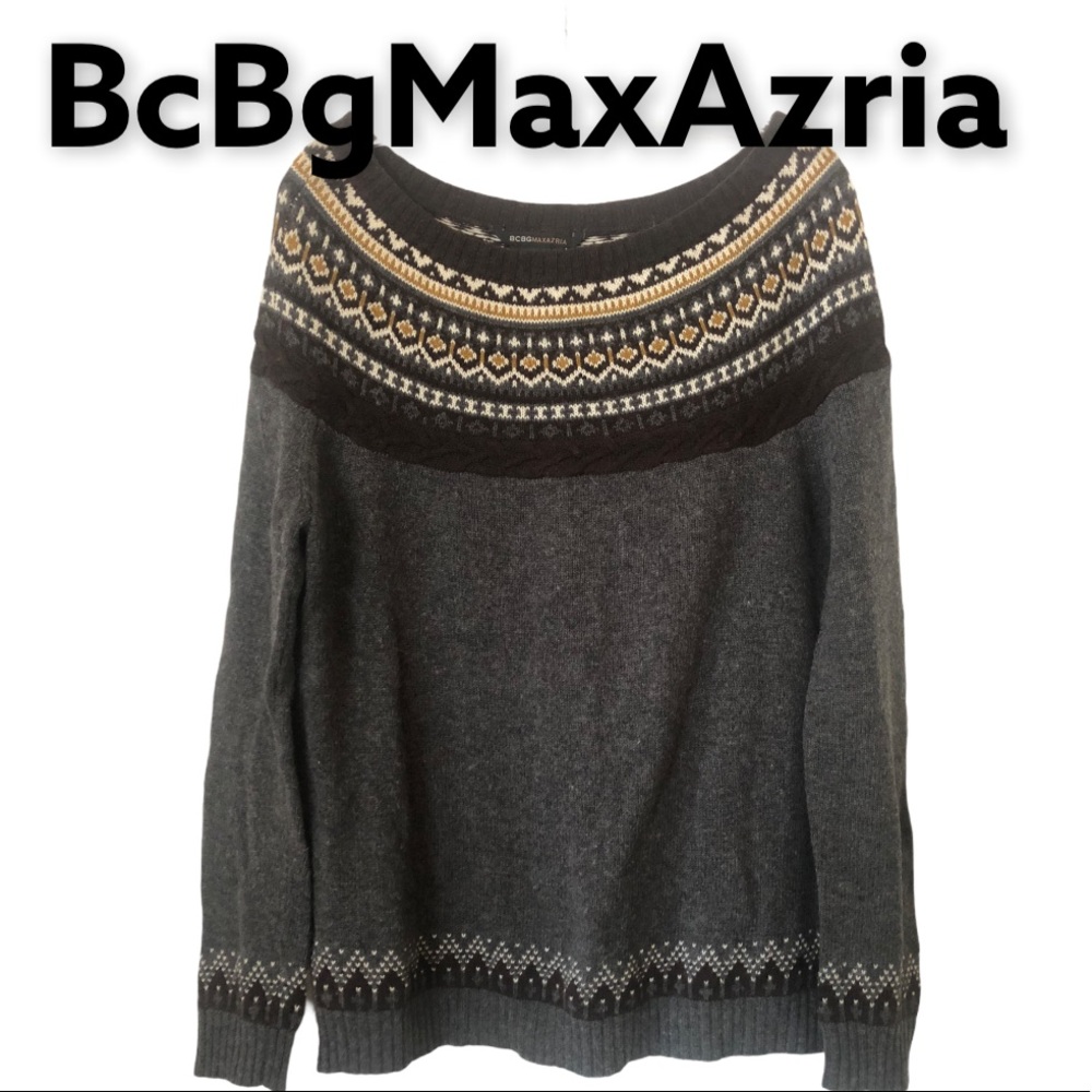 BCBG Maxazria  Boho Ski Sweater Gray XS 🌸HP